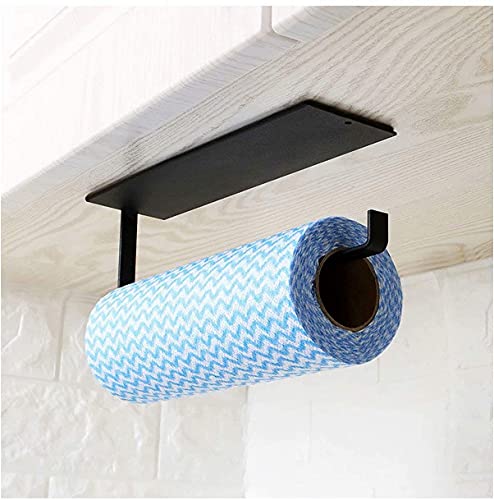 Küchenrollenhalter Papierrollenhalter Küchenrollenspender Küchenrollen Halter Aufbewahrung Organisator Küchenrollenhalter ohne Bohren für Küche, Bad, Schränke, Vertikal oder Horizontal, Schwarz Cover