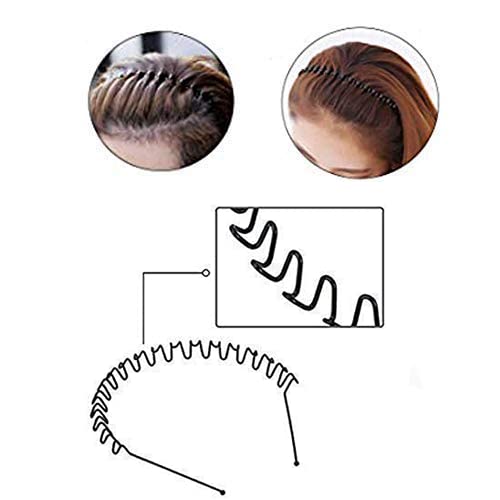 Flysales® 6 Pieces Black Flexible Metal Wavy,Spring Zig Zag,Chain and Simple Hair Band Hair Hoop Hairband Daily Use for Unisex Men Women (Design_1(Pack 6)) 2
