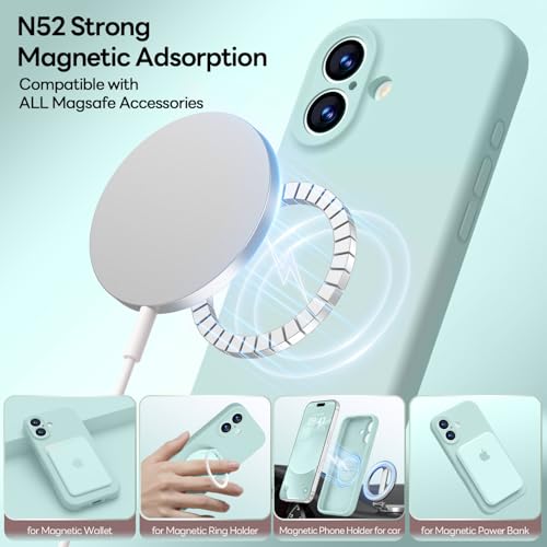 Image of LOVE 3000 Designed for iPhone 17 Case, Premium Silicone [Compatible with Magsafe][Soft Anti-Scratch Microfiber Lining] Shockproof Protective Phone Case for Men Women 6.3 inch, Mint