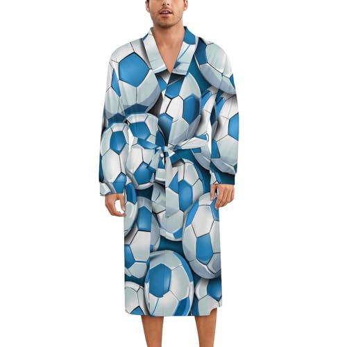 Soccer in Argentina Flag Pattern Soft Robe Long Sleeve Bathrobes V Neck Sleepwear Spa Robes with Belt Men Woman