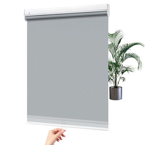 Estores Enrollables Opacas para Ventanas,Persianas Enrollables Parasol Retráctiles,Persianas Enrollables Sin Cordón en Color Gris De 60/70/80/90/100/110/120/130cm Cortinas,W×H-120×60cm(47 * 24in)