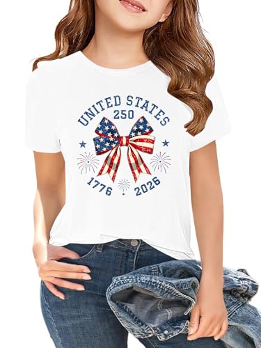 Image of CAZYCHILD Kids 250 Anniversary USA Shirts 250 Year American Flag Tshirt Boys and Girls Happy 250th Tee 4th of July Tops