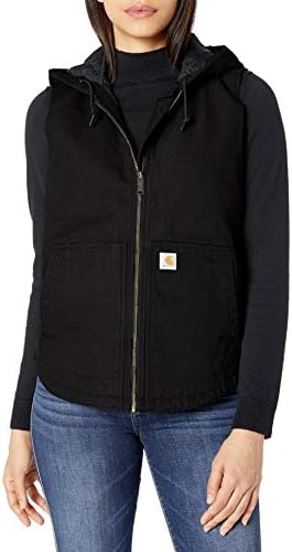 Carhartt Women's Washed Duck Hooded Vest, black, X-Large