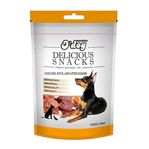 Image of PETS EMPIRE O'Dog Chicken, Duck and Liver Kabobs Stick, Healthy Dog Treats, Chewy Dogs Sticks for Training and Feeding, Made with Real Chicken, Duck, Non-Vegetarian Snacks for Dogs, Puppies - 100g