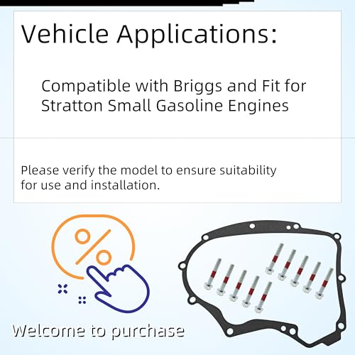 Image of Crankcase Gasket Kit,594195 Compatible with Briggs and Fit for Stratton Small Gasoline Engines,with Mounting Bolts,Replacement 591911, 697227, 690945, 273488