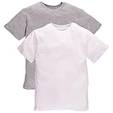 Calvin Klein Boys' Crew Neck Undershirts - 2 Pack (X-Small (4/5), Grey/White)