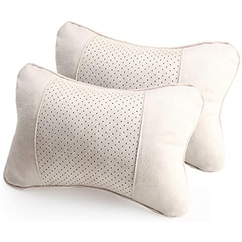AutoE 2Pcs Car Seat Pillow Auto Headrest Comfortable Pillows for Travel Interior Accessories (Neck, White) Cover