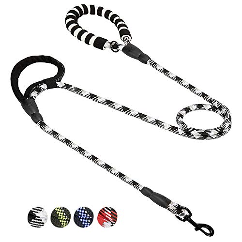 Auckpure Rope Dog Leash for Large Dogs, Innovative Design with Heavy Duty Dog Leash 2 Handles, Reflective, Perfect for Large or Medium Dog Training (Dog Leash Black)