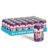 Vimto Original Real Fruit, Blackcurrant, Grape & Raspberry - No Added Sugar Fizzy Fruity Soft Drink - Multipack Cans (24 X 330ml)