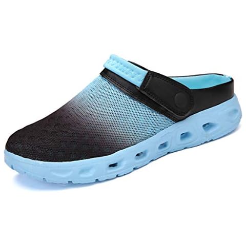 CELANDA Unisex Clogs Breathable Mesh Slippers Lightweight Garden Gardening Shoes Mens Womens Casual Beach Mules Light Blue Size: 9.5 UK Cover