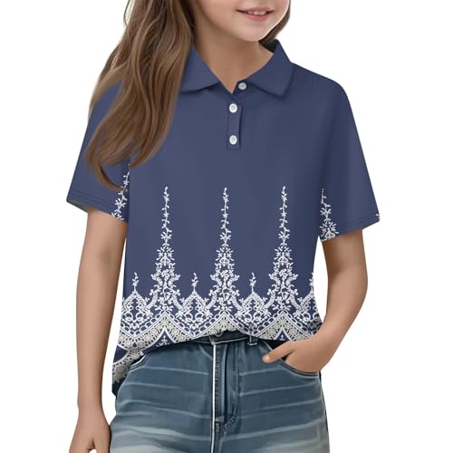 Girls' Polo Shirts Short Sleeve School Uniform Floral Print Casual
