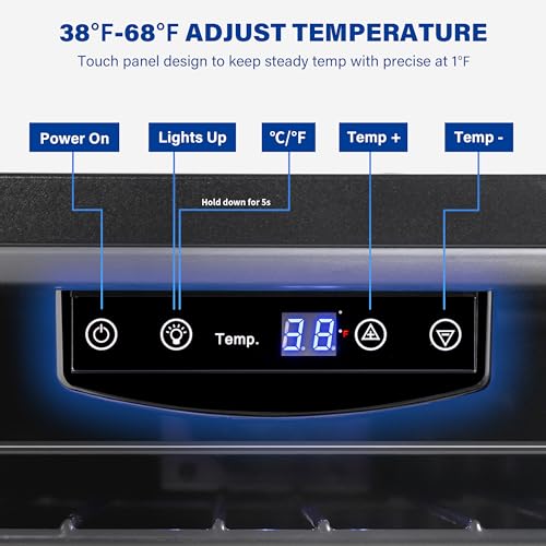 Yeego YEG-WSJC62 Wine Fridge Cooler, 20 Bottle 38-65℉ Wine Refrigerator Glass Door, Freestanding Under Counter Shallow Depth Wine Cooler W/Single Temp thumb #2