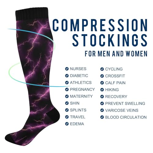 Lightning Bolts Thunderstorm Compression Socks for Women Men, Circulation Long Knee High Socks Casual Stocking Athletic Tube Sport Sock4