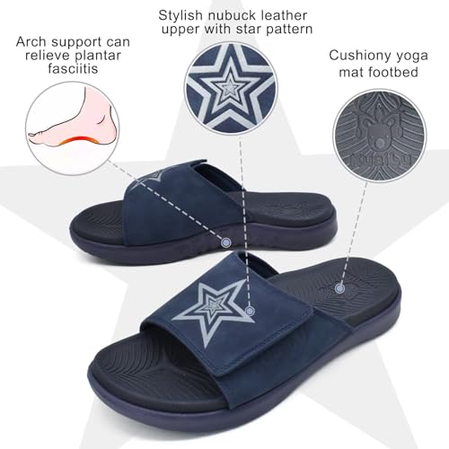 Image of KuaiLu Mens Slide Sandals Orthotic Arch Support Athletic Sport Sandals For Men Adjustable Comfort Slippers With Soft Cushioning For Outdoor