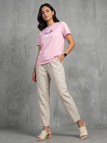 Image of Nobero Women's Graphic Printed T-Shirt | Regular Fit 180 GSM Cotton Tee for Women | Comfortable Round Neck Casual Wear