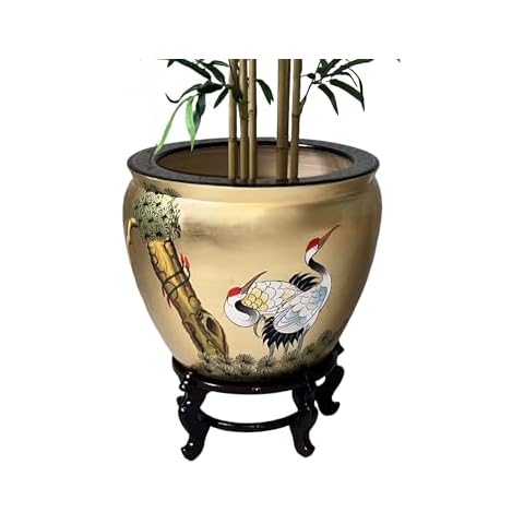 Hand Painted Gold Leaf Plant Pot Fishbowl Cover