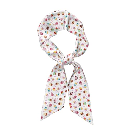 Delicious Cupcakes Neck Scarf Printed Scarves Head Women'S Fashion Satin Scarfs For Bag Hair Handbag Accessories