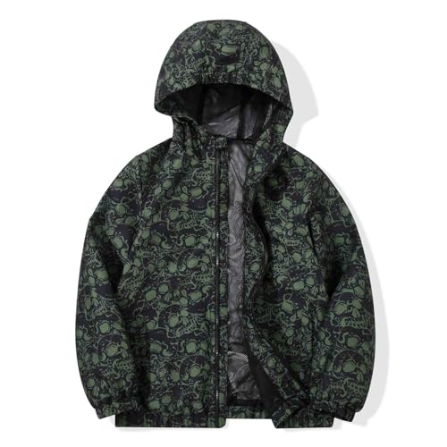 Image of SUNDAY ROSE Boys Windbreaker Jacket Hooded Lightweight Windroof Water-resistant Outdoor Coats for Kids