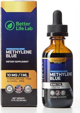 BETTER LIFE LAB Pharmaceutical Grade 99.99% Methylene Blue with Dropper, Healthy Dietary Supplement for Humans, Formaldehyde Free (50 ml 1% Bottle) 1.7 Fluid Ounce (Pack of 1)