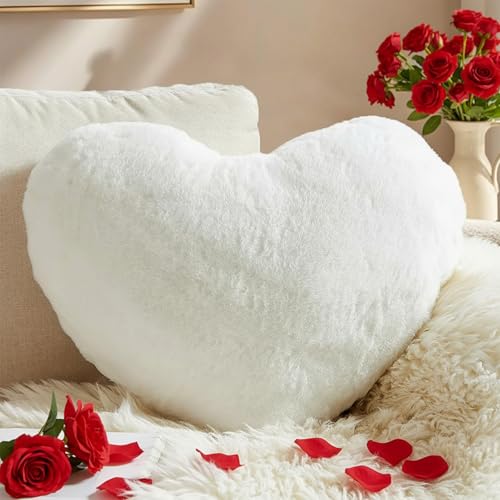 Yhoelata Cojin Corazon, Blanco Cojines Peluche Corazon, Pequeño Almohada en Forma de Corazón Cojín Sofa Personalizado, Cojines Cama Decorativos Aesthetic, Regalo 25x35cm