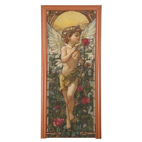 FLildon Valentine's Day Cupid Roses Door Cover Decoration, Party Accessory Porch Decor for Festive Ornament Room Door Covers 36 x 98 Inch