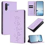 Coque en Cuir pour Samsung Galaxy Note 10 Housse avec 2 Porte-Cartes Pochette de Portefeuille Magnétique, Chat Mignon Antichoc Protection Étuis à Rabat Compatible avec Samsung Note 10 Coque (7)