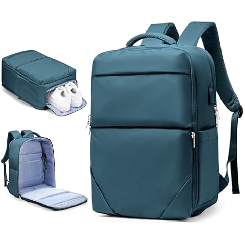CADOLIM Large Travel Backpack Carry On Flight Approved Mochila De Viaje Carry On Backpack For Women Men Airplanes Backpack For Travel Backpacks Personal Item Travel Bag Peacock Blue Cover