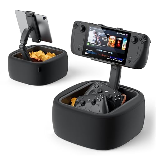 Image of LULULOOK Gaming Pillow Stand for Steam Deck OLED & LCD & 4.7-14.6 inch Tablet, Zero Gravity Kindle Pillow Stand with Storage Bowl for Steam Deck Accessories, Snacks & Small Items, Machine Washable