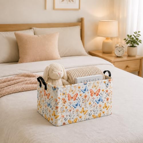 Image of Rectangle Storage Basket Fall Wildflower Decor Cute Bins for Girls