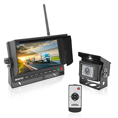 Image of Pyle 7'' Monitor Vehicle Safety System - Built in 2.4Ghz Antenna Wireless Video Transmitter & Receiver Waterproof Rated 1 Camera Connectivity w / Night Vision for Bus Truck Trailer Van