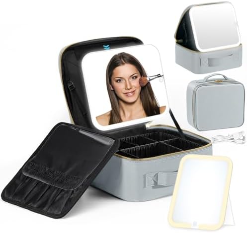 Miroir De Maquillage Réglable à LED Tricolore, Boîte De Rangement