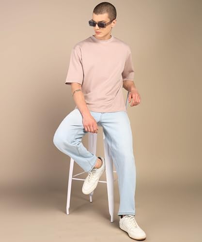Image of Alan Jones Clothing Men's Oversized Solid T-Shirt | Premium Heavy Fabric | Crew Neck Casual Wear