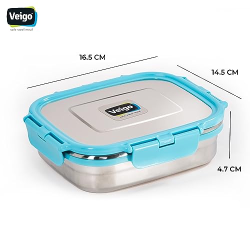 Image of Personalized Tiffin | Customized Lunch Box with Lids | Personalized Stainless Steel Tiffin Box | Your Child's Name and Favourite Character Engraved | for School Students (Blue)