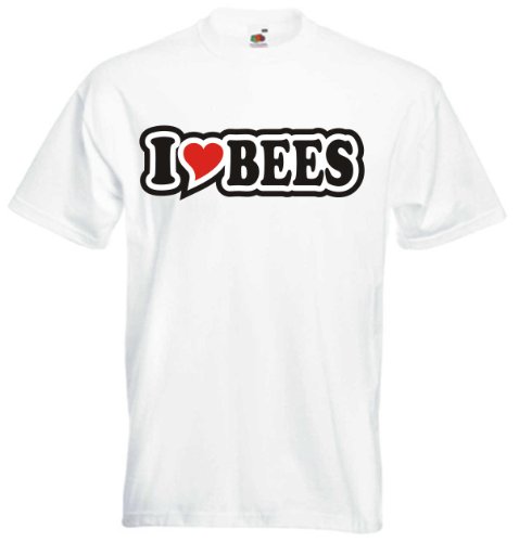 Camiseta hombre - I Love Heart - Blanco I Love Bees XXL - Carnaval fiesta divertido regalo deporte