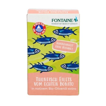 Fontaine - Thunfisch Echter Bonito in Bio-Olivenöl – 120 g – 5er Pack - Premium Thunfischfilets aus 100% zertifizierter, nachhaltiger Fischerei und kontrolliertem Anbau