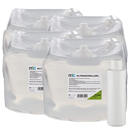 Ultrasonido Gel - 20 kg Medicalcorner24 con botella vacía, 4 x 5 kg, gel de contacto, conductora Gel Cover