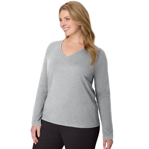 Hanes Women's V-Neck Long Sleeve Tee, Light...
