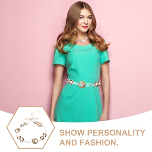 SAFIGLE Boho Braid Belt: Bohemian Style Woven Waist Belt for Summer Beach Dresses - Rope Waistband with Woven Wooden Beads for Women Girls2