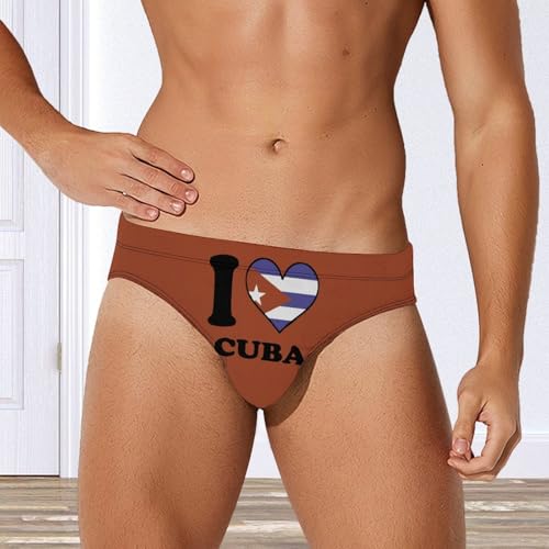 I Love Cuba Heart Men's Swim Briefs Low Waist Bikini Swimsuit Underwear Beach Swimwear4