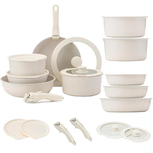 Gourmetific Cookware Set, Gourmetific Nonstick Detachable Handle Cookware, 5/15 Piece Nonstick Maifan Sets Detachable Handle, for Kitchen (15 Set)