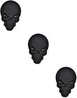 FAVOMOTO 3 Peças De Acessórios De Crânio De Motocicleta De Metal Crânio De Demônio Emblema De Automóvel Decalque Emblema De Carro Adesivos De Bandeira De Carro Para Carro Aplique De Prata