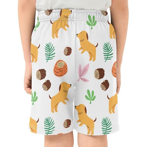 Playful Dogs Athletic Shorts with Zipper Pockets, Youth Boys Athletic Running Shorts for Summer3