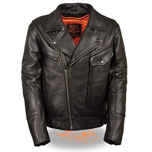 Milwaukee Leather Men's Lightweight Extra Long Biker Jacket Black (Medium)