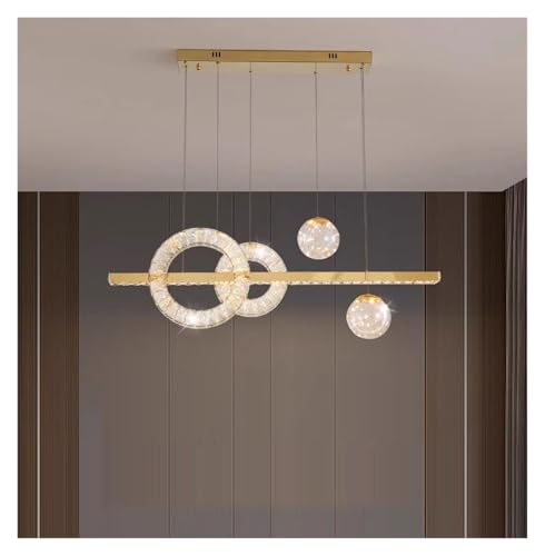 Lustre LED cristal doré suspendu linéaire luminaire de cuisine et salle à manger