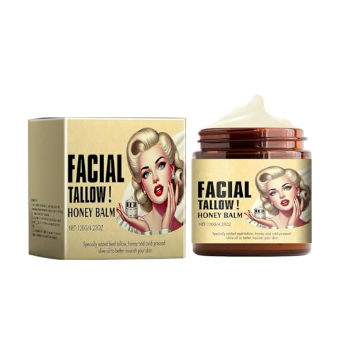 MUBSEOTH Whipped Beef Tallow and Honey Balm,Beef Tallow for Skin,Tallow Face Moisturizer,Tallow and Honey Balm,Grass Fed Grass Finished Face Cream (120G/1pcs)