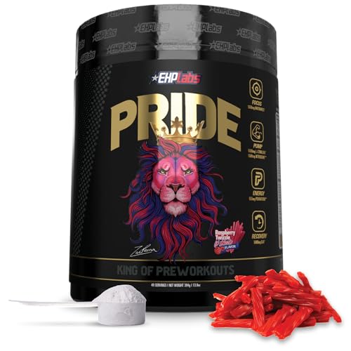 EHP Labs Pride Pre Workout Powder Energy Supplement – Sugar Free Preworkout for Men & Women, Energy Powder Boost Drink with BCAA – 280mg of Caffeine – Raspberry (40 Servings)