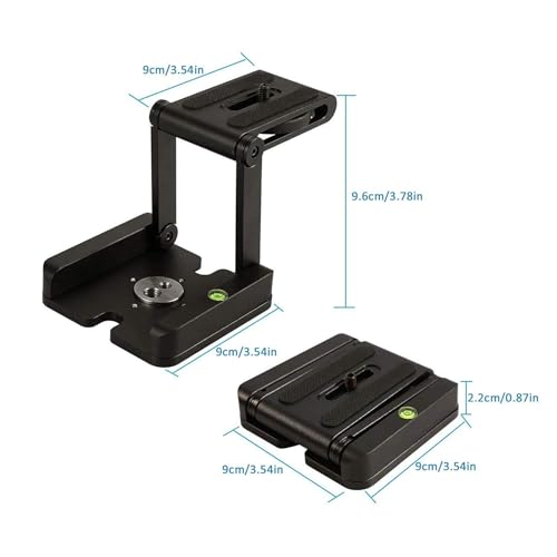 Image of Foldable Z Pan Tilt Tripod Head Quick Release Plate Holder for DSLR Camera Camcorder Photography Accessory - 1 Piece (Black) (Z Plate)