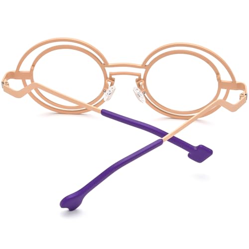Image of FONEX Colorful Pure Titanium Glasses Frame Women Retro Round Eyeglasses