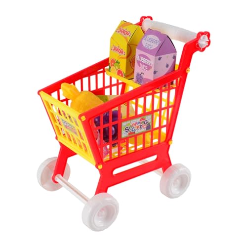 Mqiklt 1 Juguete Carrito de Compras Infantil Accesorio Realista para Juego de Cocina y Supermercado con Manualidad y Propósito Lúdico Adecuado para, Rojo