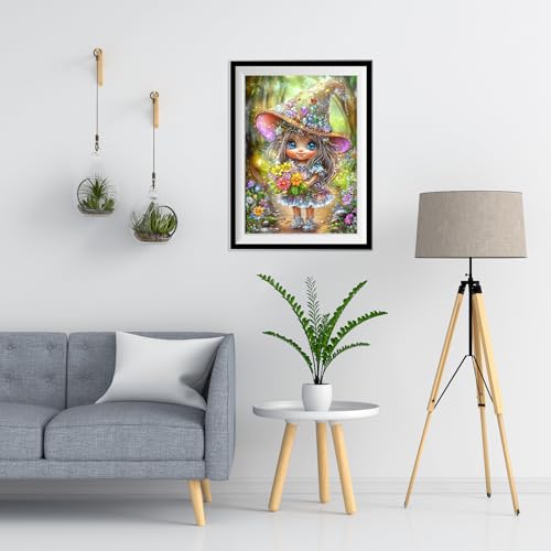 NEWENMO 5D Cute Elf Diamond Painting Kits for Adults,Flower Diamond Art Kits,DIY Cartoon Full Drill Gem Art Kits for Adults Beginners,for Living Room Decoration-30x40cm - Image 4